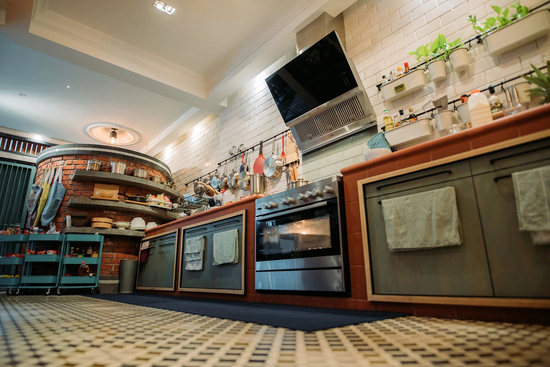 Modern kitchen with tile-ready floor and bright natural light