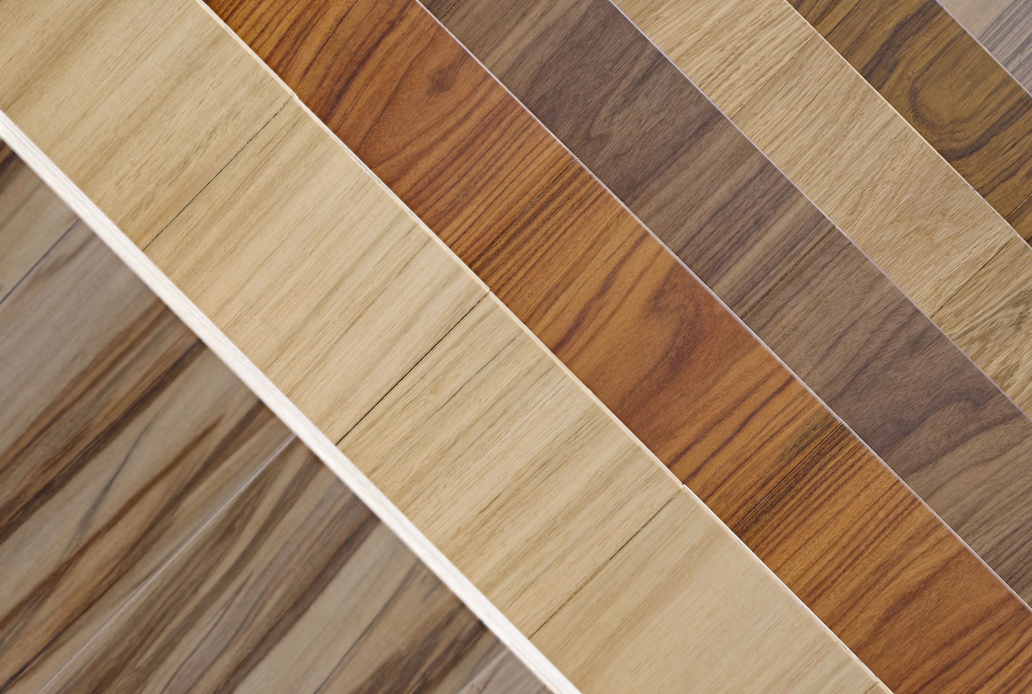 Parquet board samples showing varied colors and textures